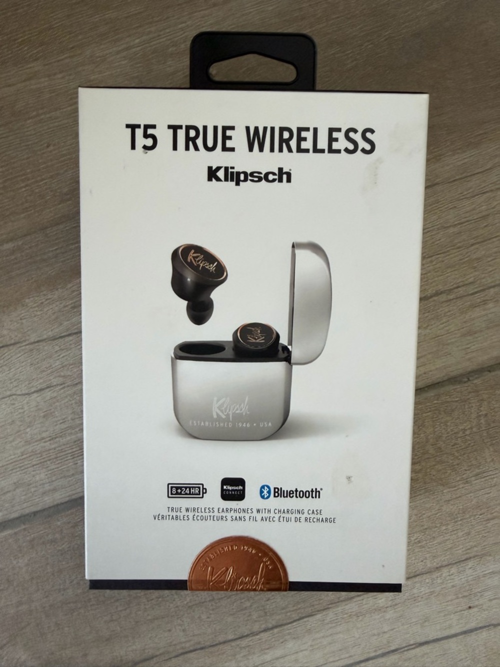 NIB!  Klipsch T5 True Wireless Earbuds — Silver with Black Accents